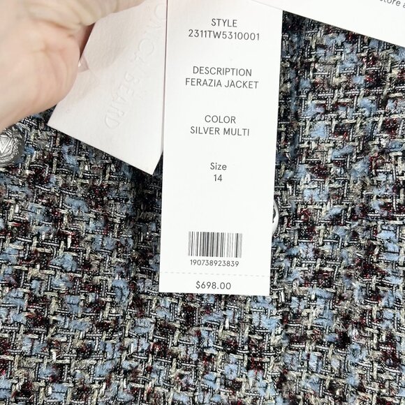 NWT Veronica Beard Ferazia Metallic Tweed Jacket in Silver Multi - Picture 9 of 11